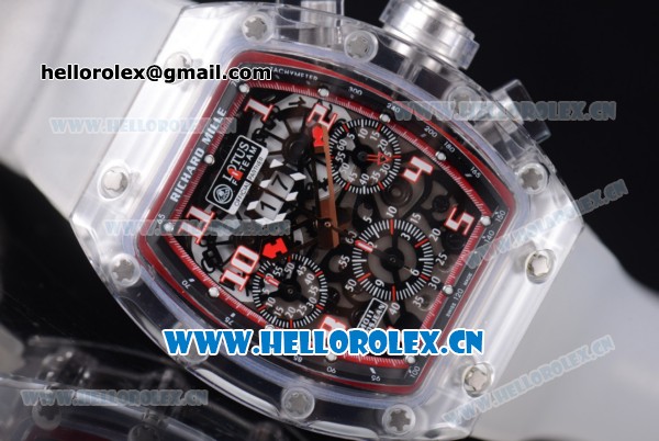 Richard Mille RM 011 Felipe Massa Flyback Chronograph Swiss Valjoux 7750 Automatic Sapphire Crystal Case with Aerospace Nano Translucent and Skeleton Dial Strap - Click Image to Close